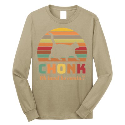 Chonk Cat Scale Meme Retro Oh Lawd He Comin Memes Long Sleeve Shirt