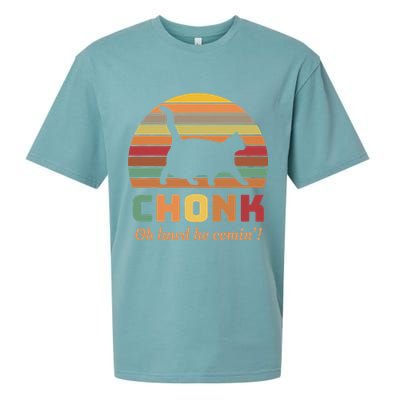 Chonk Cat Scale Meme Retro Oh Lawd He Comin Memes Sueded Cloud Jersey T-Shirt