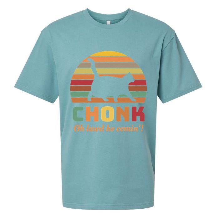 Chonk Cat Scale Meme Retro Oh Lawd He Comin Memes Sueded Cloud Jersey T-Shirt