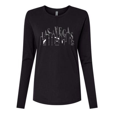 Capital City Skyline Silhouette Las Vegas Gift Womens Cotton Relaxed Long Sleeve T-Shirt