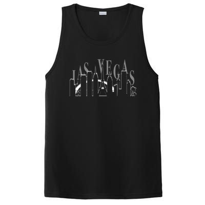 Capital City Skyline Silhouette Las Vegas Gift PosiCharge Competitor Tank