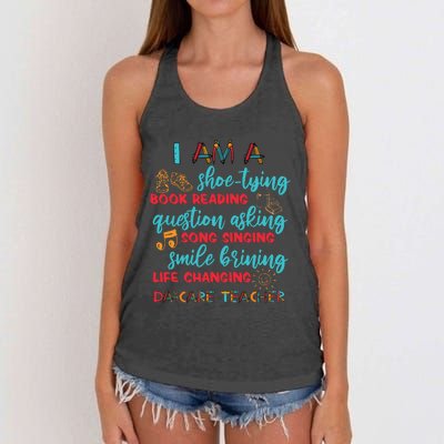 Child Care School Teacher Daycare Provider Women's Knotted Racerback Tank