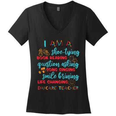 Child Care School Teacher Daycare Provider Women's V-Neck T-Shirt