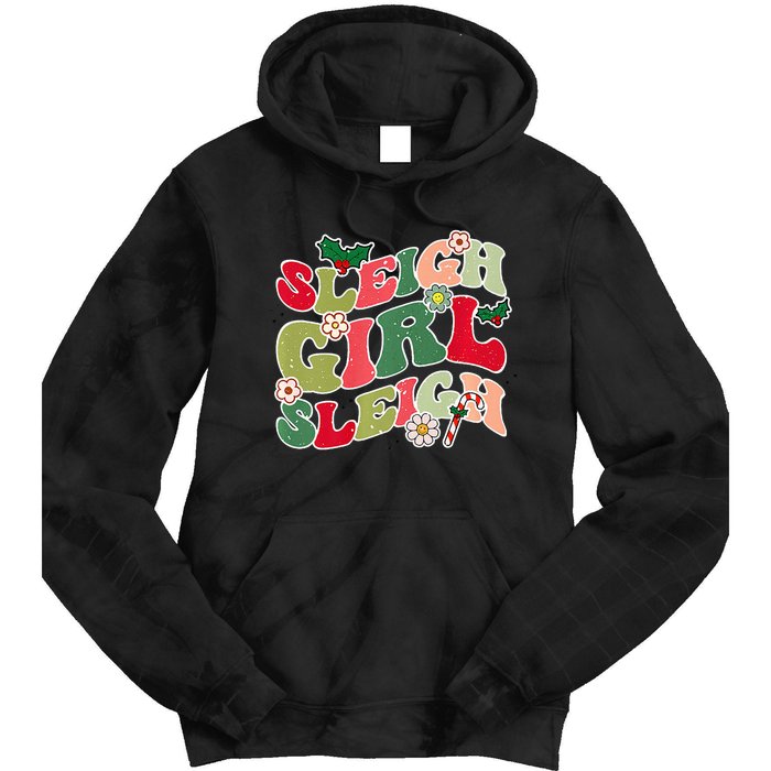 Cute Christmas Sleigh  Sleigh Retro Holiday Design Tie Dye Hoodie