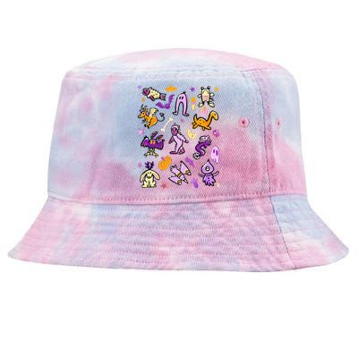 Cryptid Cute Spooky Monsters Halloween Bigfoot Nessie Tie-Dyed Bucket Hat