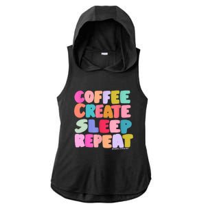 Coffee Create Sleep Repeat Cute Artwork Creatives Artists Ladies PosiCharge Tri-Blend Wicking Draft Hoodie Tank