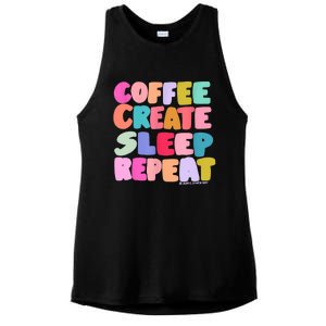 Coffee Create Sleep Repeat Cute Artwork Creatives Artists Ladies PosiCharge Tri-Blend Wicking Tank