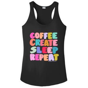 Coffee Create Sleep Repeat Cute Artwork Creatives Artists Ladies PosiCharge Competitor Racerback Tank