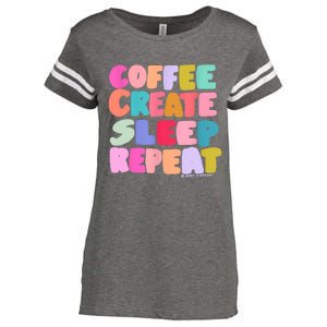 Coffee Create Sleep Repeat Cute Artwork Creatives Artists Enza Ladies Jersey Football T-Shirt