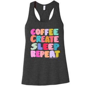 Coffee Create Sleep Repeat Cute Artwork Creatives Artists Women's Racerback Tank