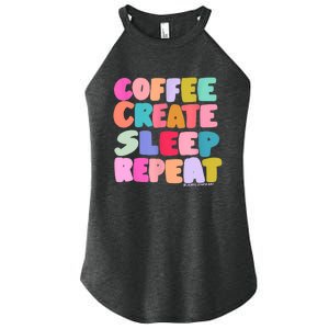 Coffee Create Sleep Repeat Cute Artwork Creatives Artists Women's Perfect Tri Rocker Tank