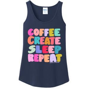 Coffee Create Sleep Repeat Cute Artwork Creatives Artists Ladies Essential Tank