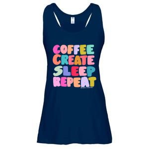 Coffee Create Sleep Repeat Cute Artwork Creatives Artists Ladies Essential Flowy Tank