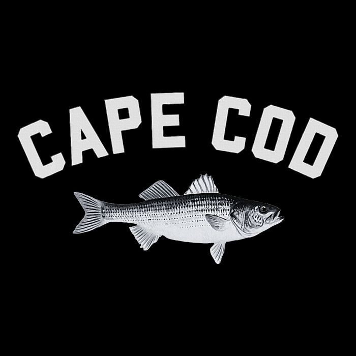 Cape Cod Striper Striped Bass Fun Fishing Design Flat Bill Trucker Hat