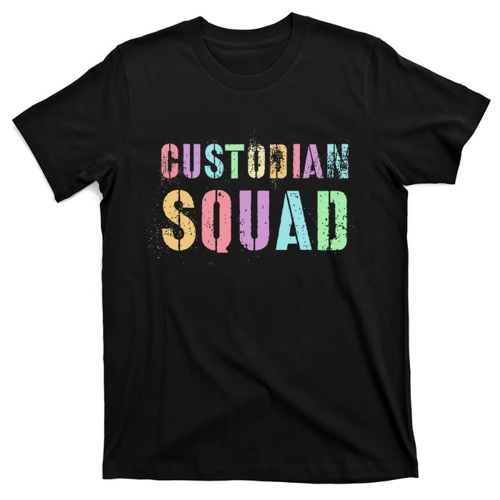 Cute Custodian Squad Cleaner Upkeep Cleanliness Facility T-Shirt