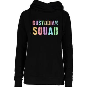 Cute Custodian Squad Cleaner Upkeep Cleanliness Facility Womens Funnel Neck Pullover Hood