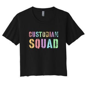 Cute Custodian Squad Cleaner Upkeep Cleanliness Facility Women's Crop Top Tee