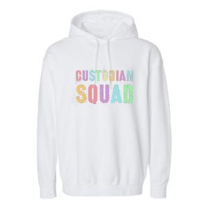 Cute Custodian Squad Cleaner Upkeep Cleanliness Facility Garment-Dyed Fleece Hoodie