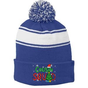 Christmas Cousin Squad Santa Hat Xmas Matching  Stripe Pom Pom Beanie