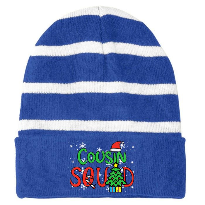 Christmas Cousin Squad Santa Hat Xmas Matching  Striped Beanie with Solid Band