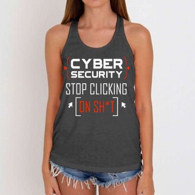 Cybersecurity Cyber Security DonT Click It Hacker Women's Knotted Racerback Tank