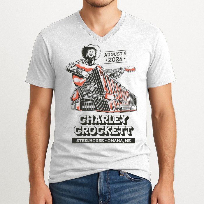 Charley Crockett Show In Omaha Ne On Aug 4 2024 V-Neck T-Shirt