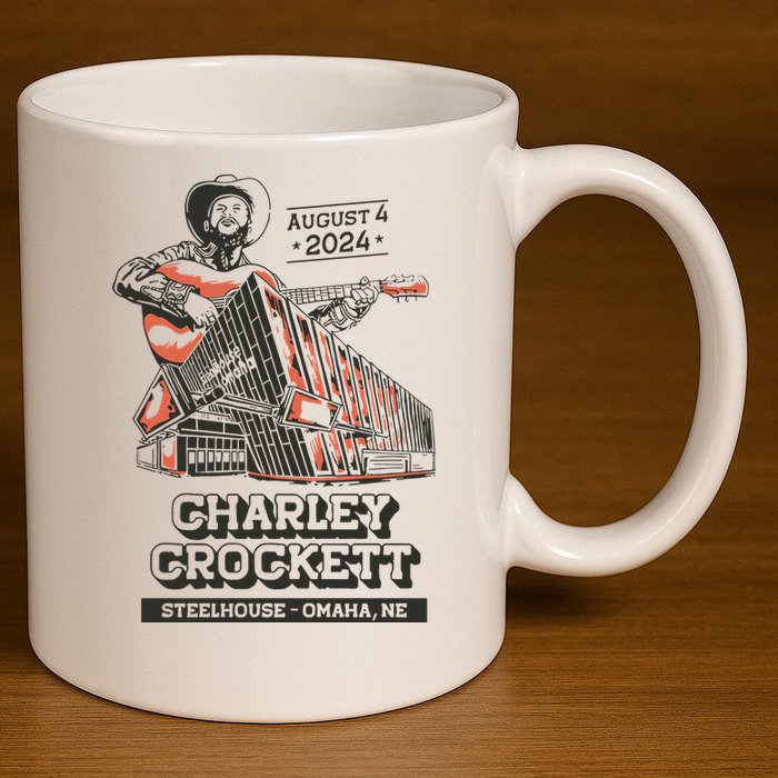 Charley Crockett Show In Omaha Ne On Aug 4 2024 11oz C Handle Ceramic Mug