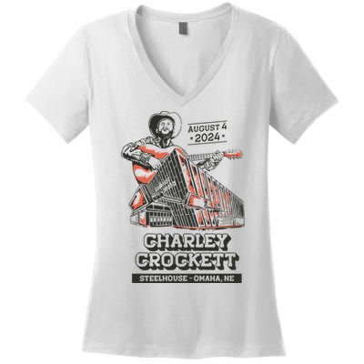 Charley Crockett Show In Omaha Ne On Aug 4 2024 Women's V-Neck T-Shirt