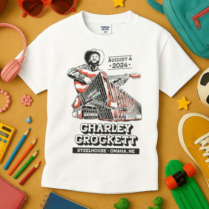 Charley Crockett Show In Omaha Ne On Aug 4 2024 Kids T-Shirt