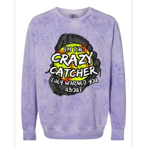 Crazy Catcher Softball Lovers Bat Ball Baseball Women Colorblast Crewneck Sweatshirt