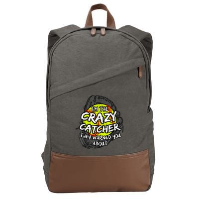 Crazy Catcher Softball Lovers Bat Ball Baseball Women Cotton Canvas Backpack