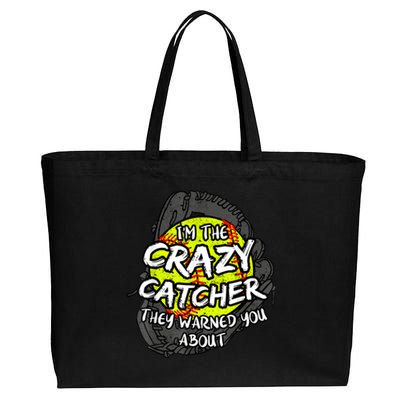 Crazy Catcher Softball Lovers Bat Ball Baseball Women Cotton Canvas Jumbo Tote