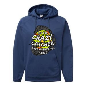 Crazy Catcher Softball Lovers Bat Ball Baseball Women Performance Fleece Hoodie