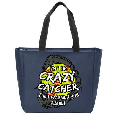 Crazy Catcher Softball Lovers Bat Ball Baseball Women Zip Tote Bag