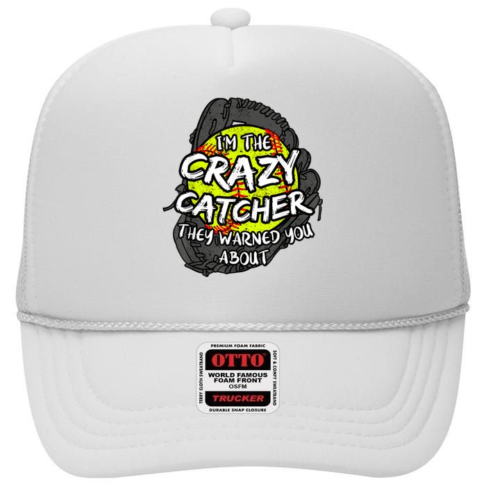 Crazy Catcher Softball Lovers Bat Ball Baseball Women High Crown Mesh Back Trucker Hat