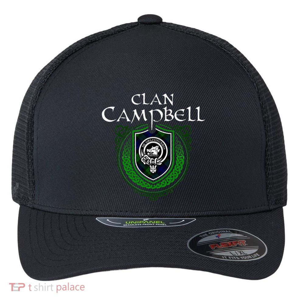 Clan Campbell Surname Scottish Clan Crest Tartan Badge Flexfit Unipanel Trucker Cap