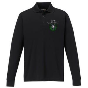 Clan Campbell Surname Scottish Clan Crest Tartan Badge Performance Long Sleeve Polo