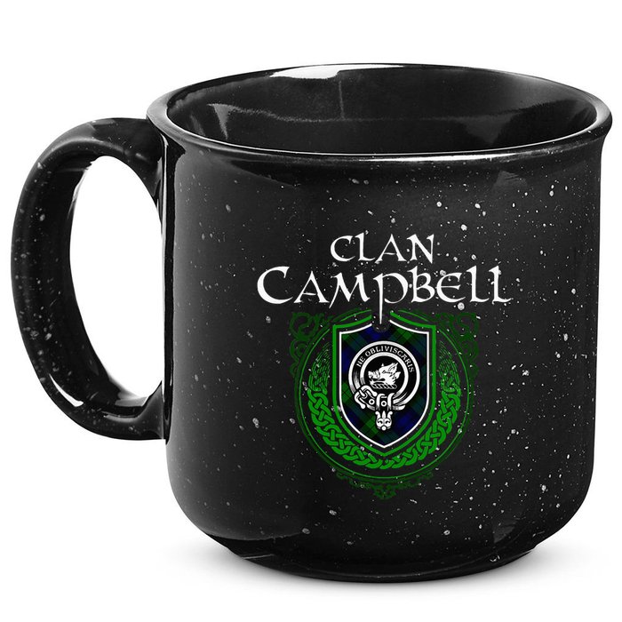 Clan Campbell Surname Scottish Clan Crest Tartan Badge 15oz Campfire Ceramic Mug