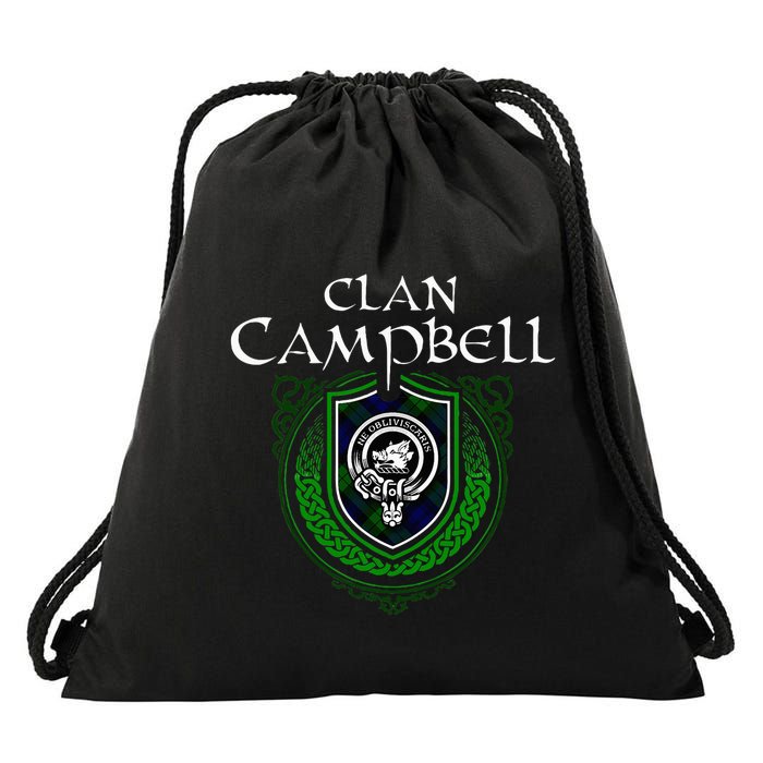 Clan Campbell Surname Scottish Clan Crest Tartan Badge Drawstring Bag