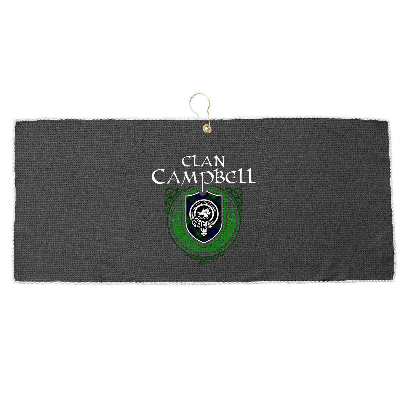 Clan Campbell Surname Scottish Clan Crest Tartan Badge Large Microfiber Waffle Golf Towel