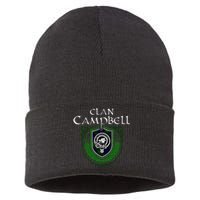 Clan Campbell Surname Scottish Clan Crest Tartan Badge Sustainable Knit Beanie