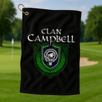 Clan Campbell Surname Scottish Clan Crest Tartan Badge Golf Towel