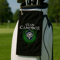 Clan Campbell Surname Scottish Clan Crest Tartan Badge Golf Towel