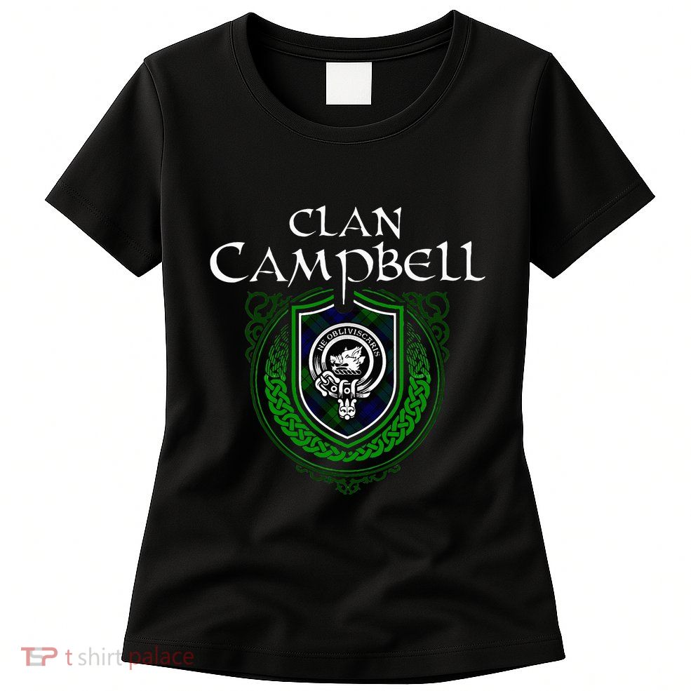 Clan Campbell Surname Scottish Clan Crest Tartan Badge Womens T-Shirt