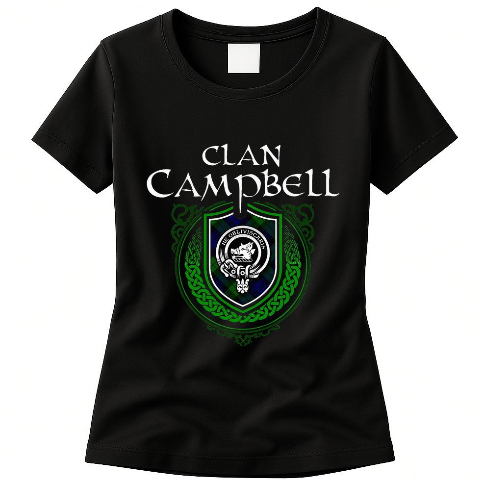 Clan Campbell Surname Scottish Clan Crest Tartan Badge Womens T-Shirt