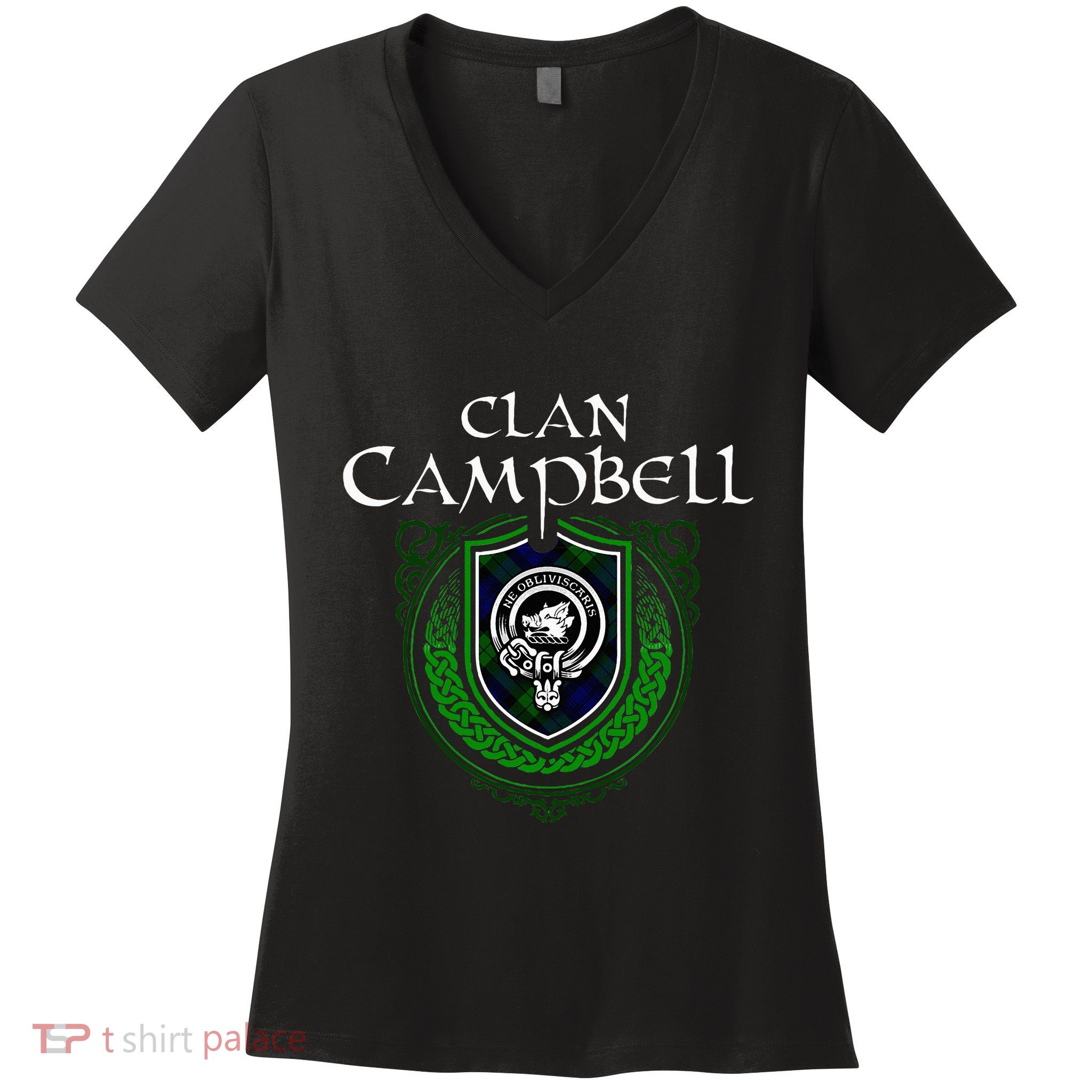Clan Campbell Surname Scottish Clan Crest Tartan Badge Women's V-Neck T-Shirt