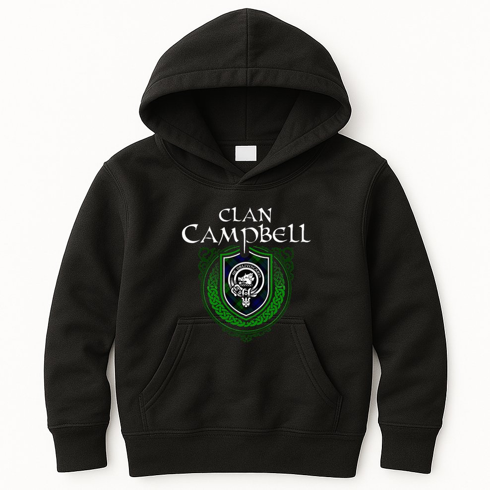 Clan Campbell Surname Scottish Clan Crest Tartan Badge Kids Hoodie