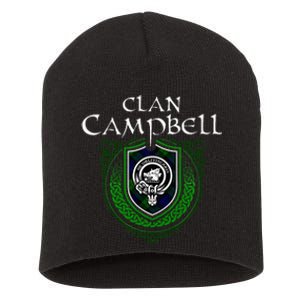 Clan Campbell Surname Scottish Clan Crest Tartan Badge Short Acrylic Beanie