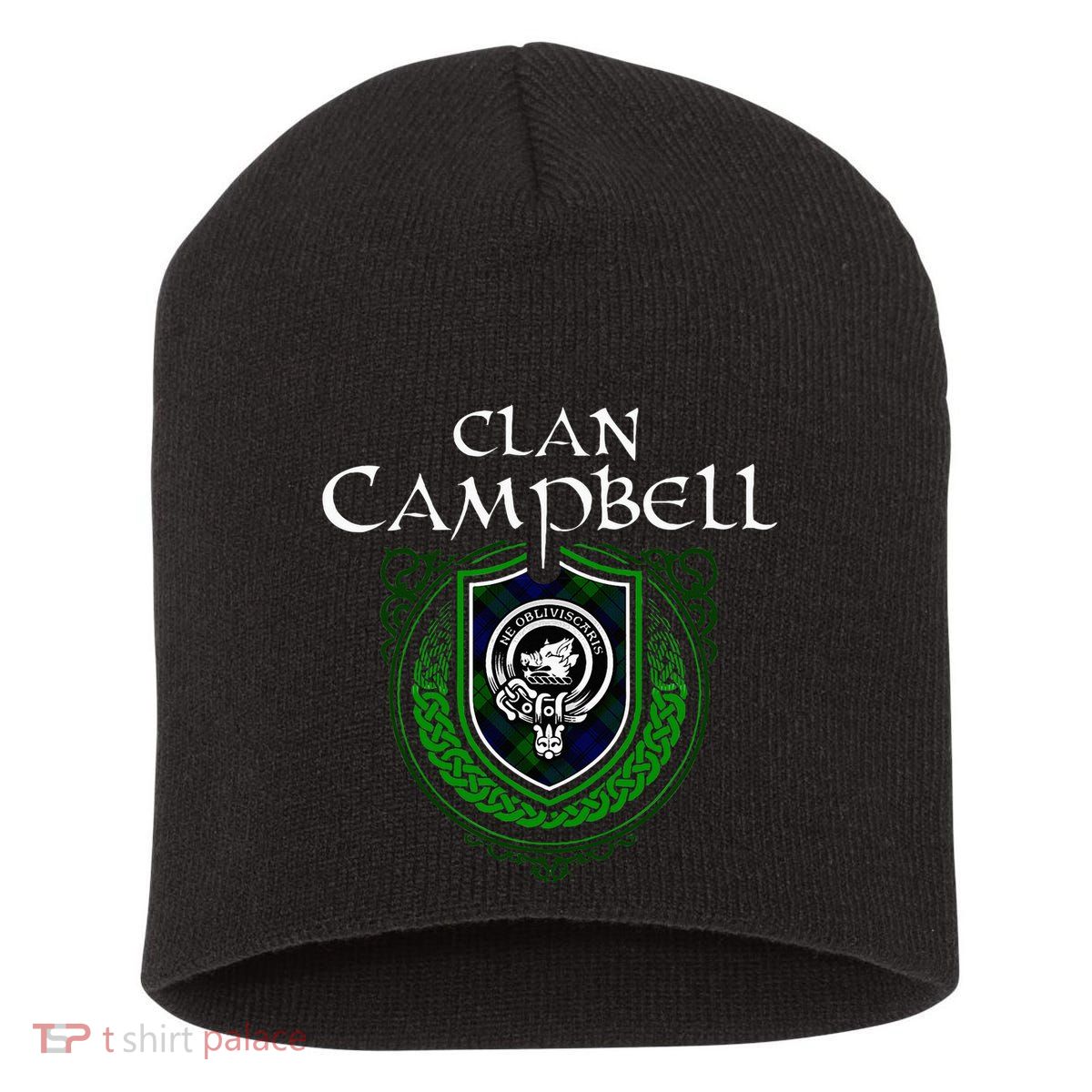 Clan Campbell Surname Scottish Clan Crest Tartan Badge Short Acrylic Beanie