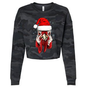 Chicken Christmas Santa Hat Xmas Boy Girl Cropped Pullover Crew